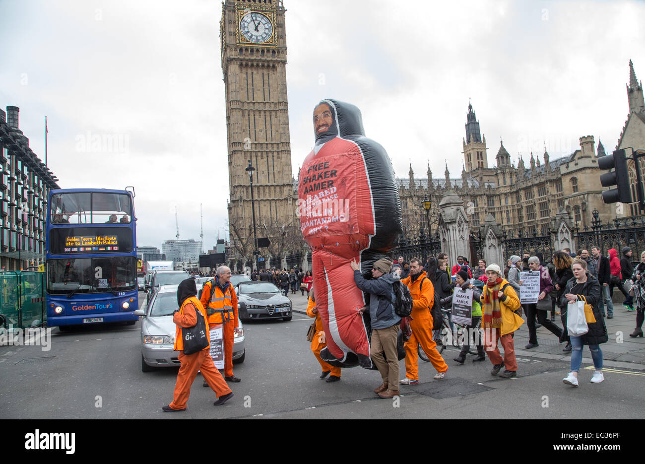 Demonstration against the continuing detention of Shaker Aamer in Guantanemo Bay prison in Cuba Stock Photo