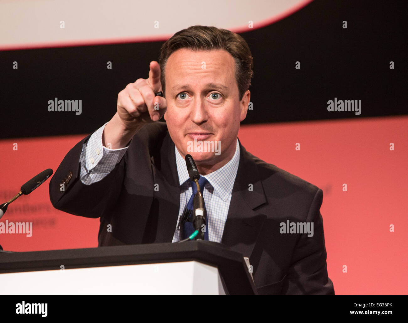 David Cameron addresses the British Chambers of Commerce conference in London Stock Photo
