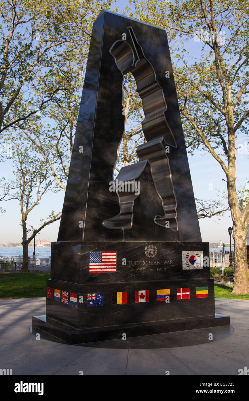 The New York Korean War Veterans Memorial in Battery Park, Lower Manhattan, New York. Stock Photo