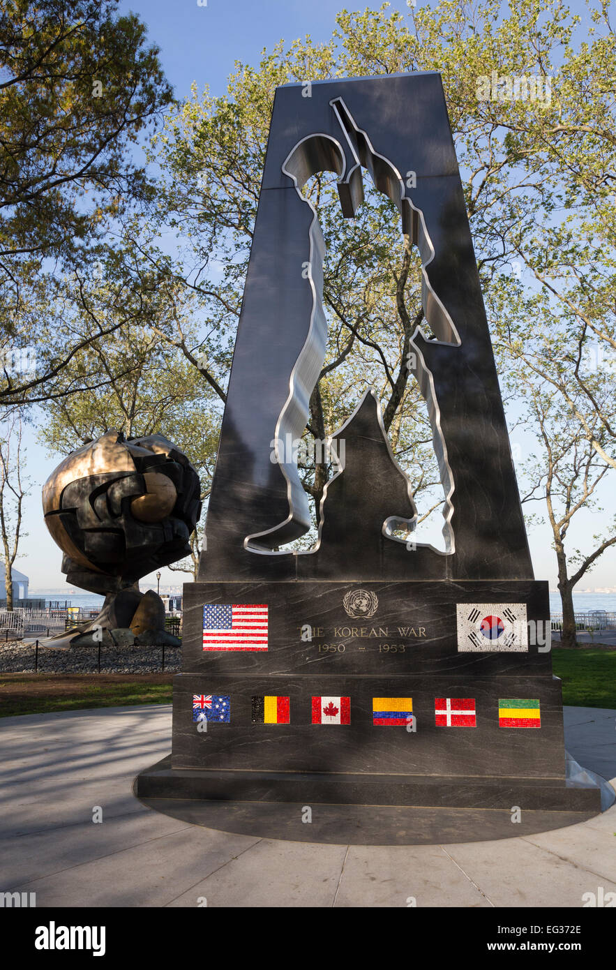 The New York Korean War Veterans Memorial in Battery Park, Lower Manhattan, New York. Stock Photo