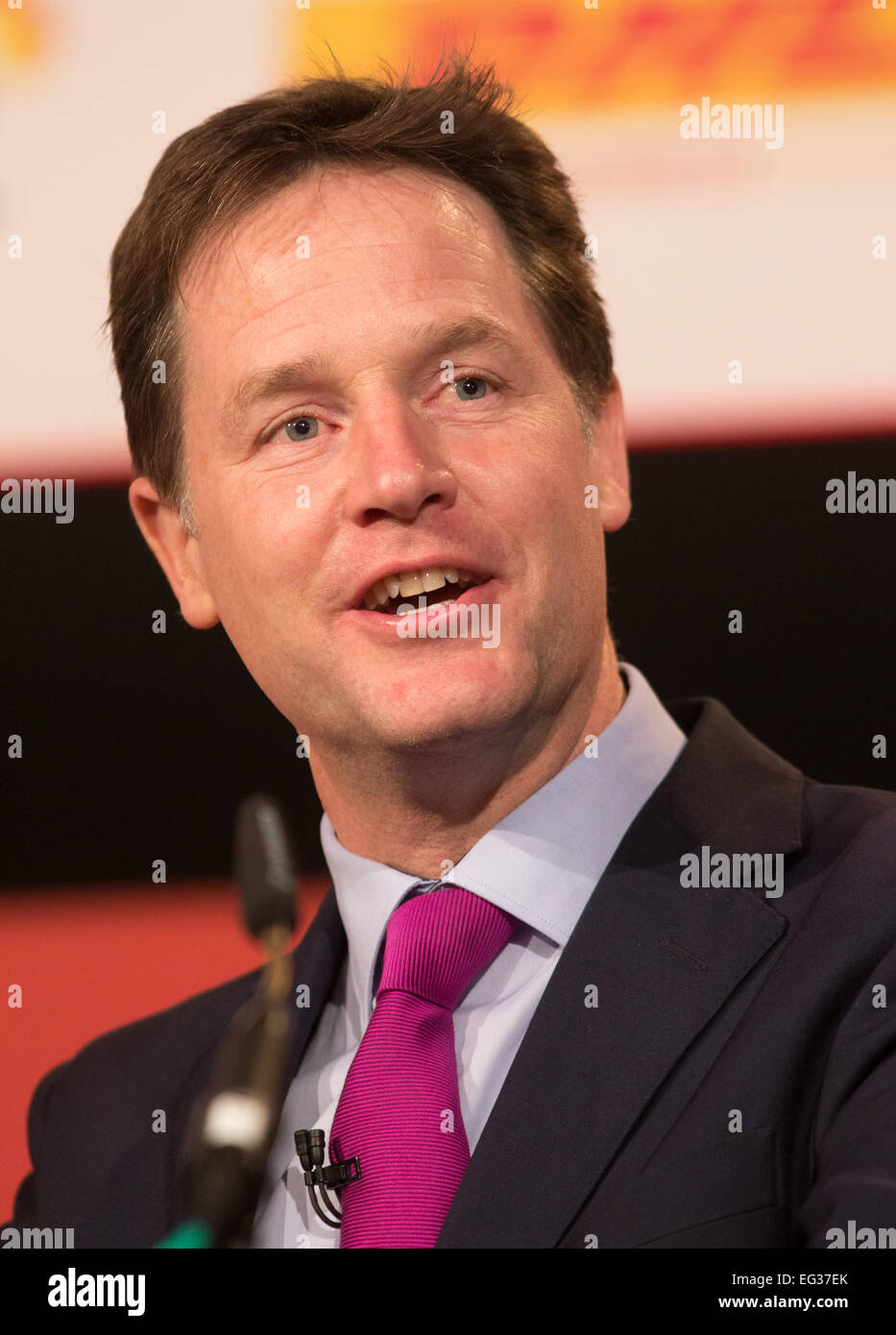 Nick Clegg addresses the British Chambers of Commerce conference in London Stock Photo