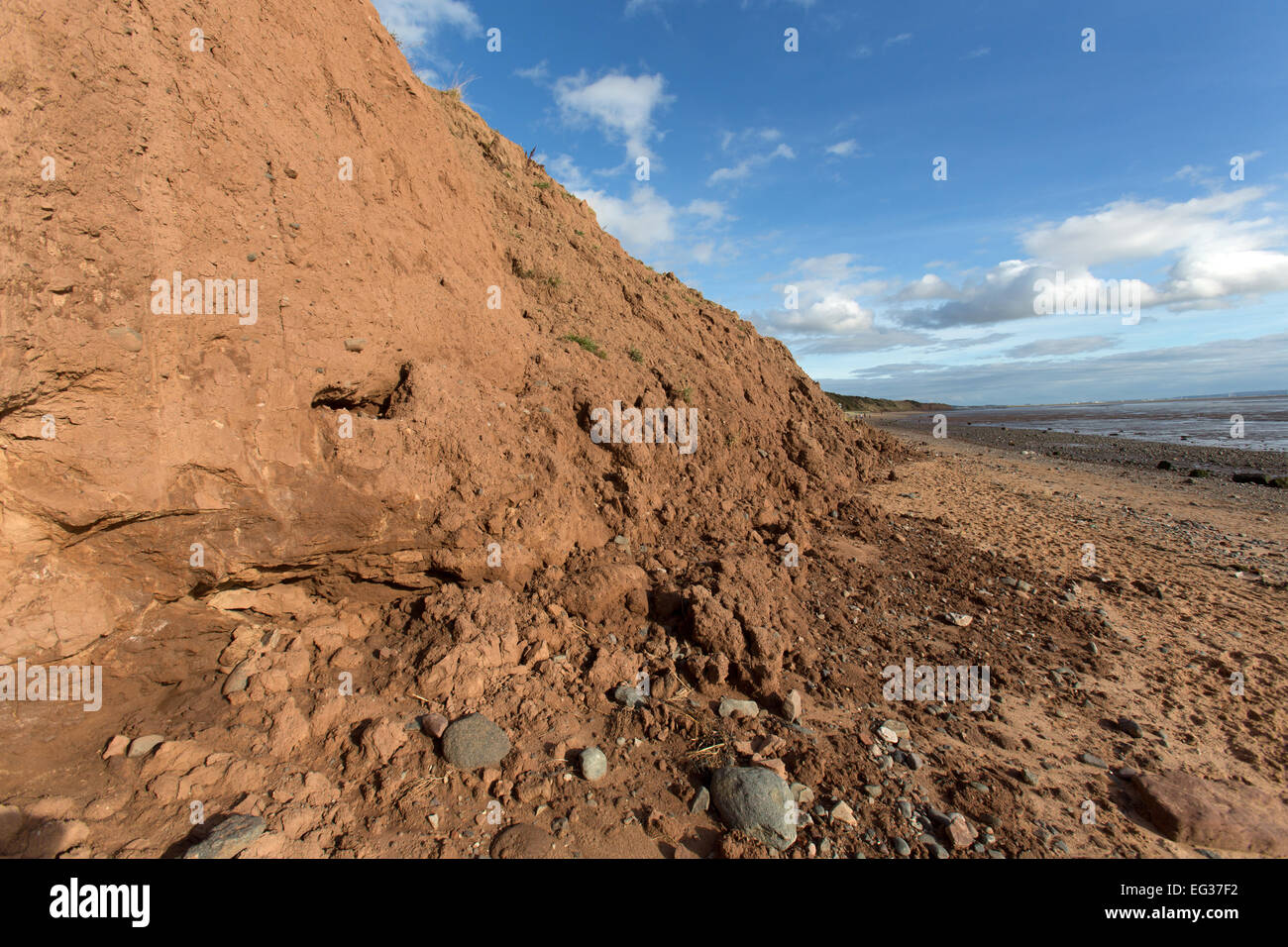 Area of Thurstaston, Wirral. View illustrating coastal erosion of the