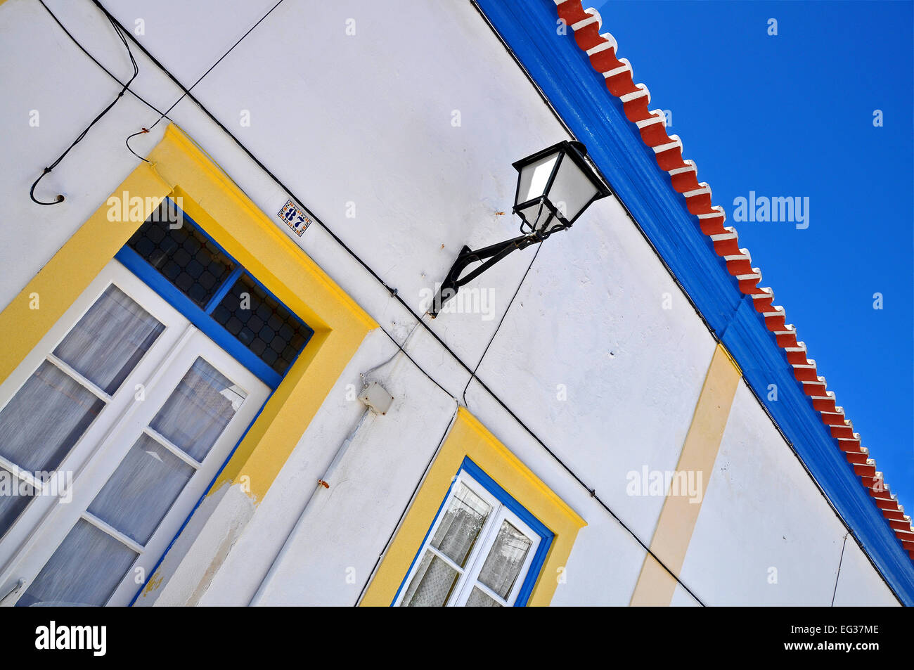 Detail of a traditional house in the village of Nazaré at the west coast of Portugal Stock Photo