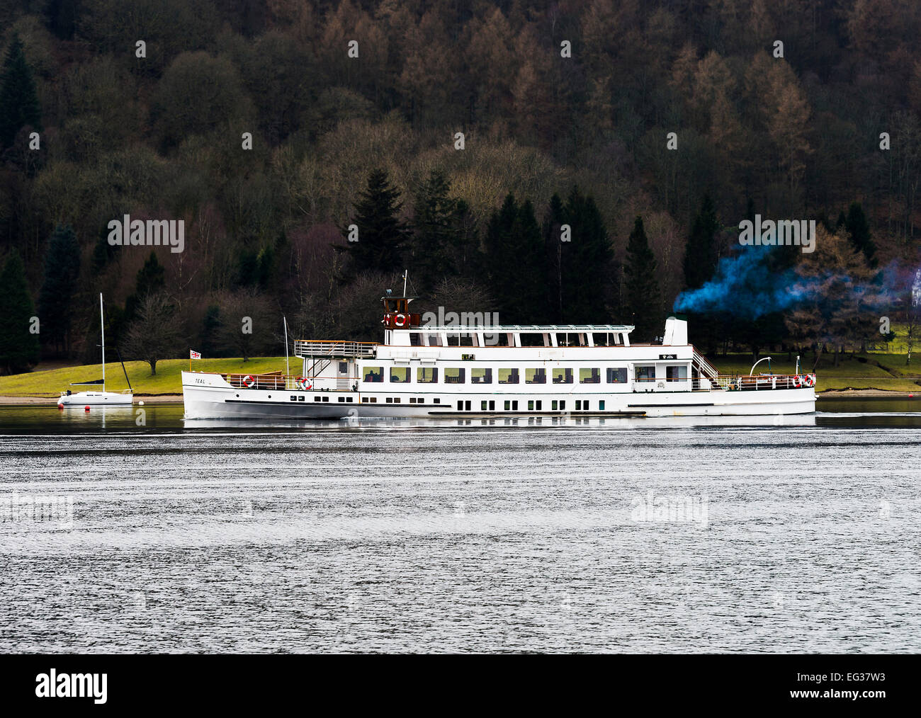 The Steamship Teal Heading Down Lake Windermere Towards Lakeside in The Lake District National