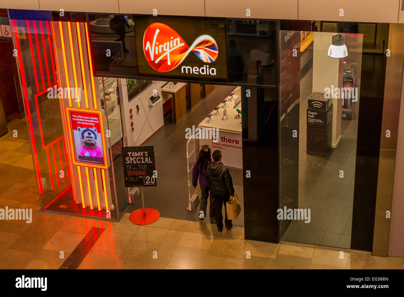 Virgin Media Store Westfield Shopping Centre Stratford London Stock Photo