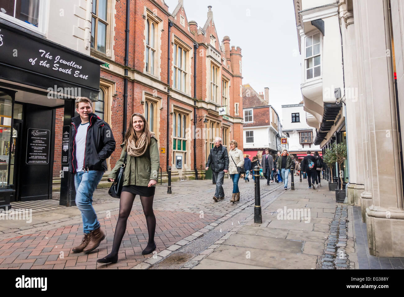 Shoppers Tourists Visitors Canterbury City Centre St Margarets Street Stock Photo