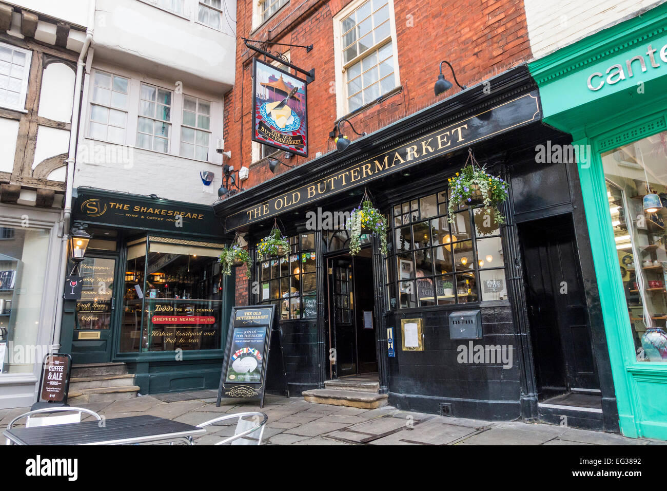 The Old Buttermarket Pub and  The Shakespeare Pub Burgate Canterbury UK Stock Photo