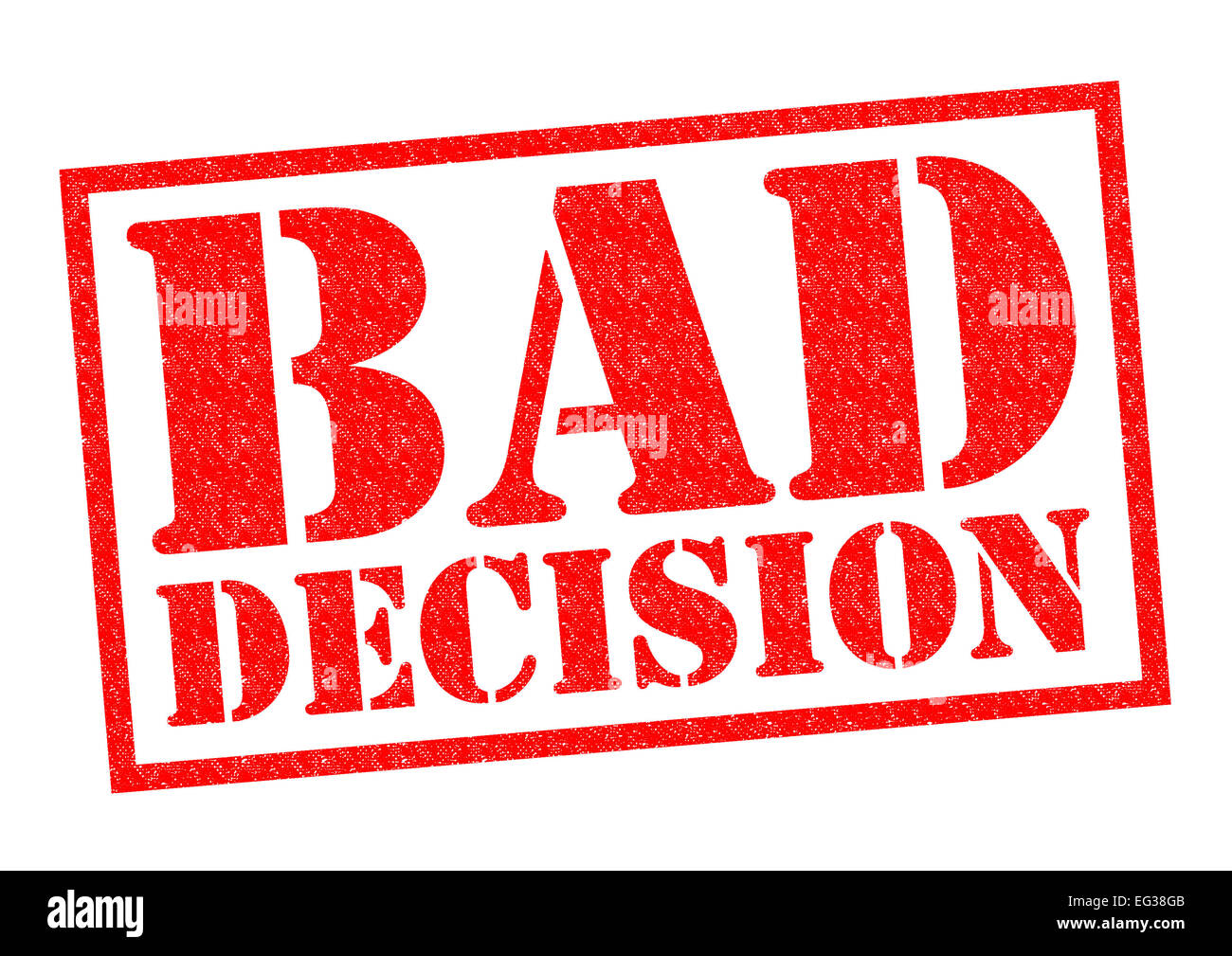 BAD DECISION red Rubber Stamp over a white background. Stock Photo