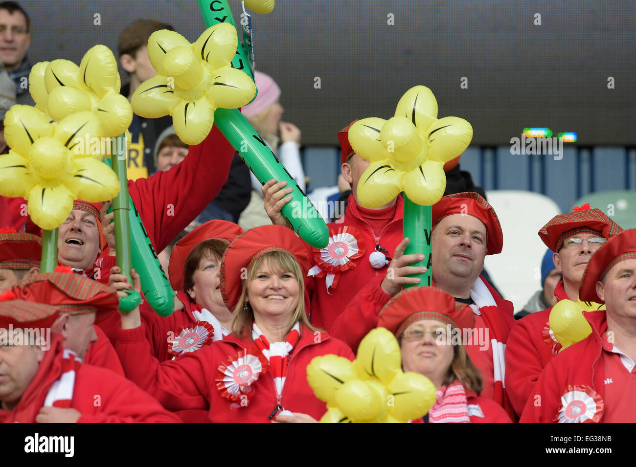 Murrayfield Stadium, Edinburgh, UK. 15th Feb, 2015. RBS 6 Nations 2015 Round 2, Scotland vs Wales Welsh support in the stands at Murrayfield, pre match Credit:  Rob Gray/Alamy Live News Stock Photo