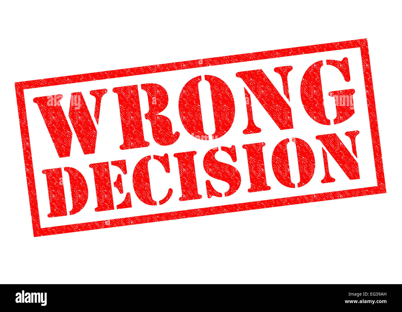 WRONG DECISION red Rubber Stamp over a white background. Stock Photo