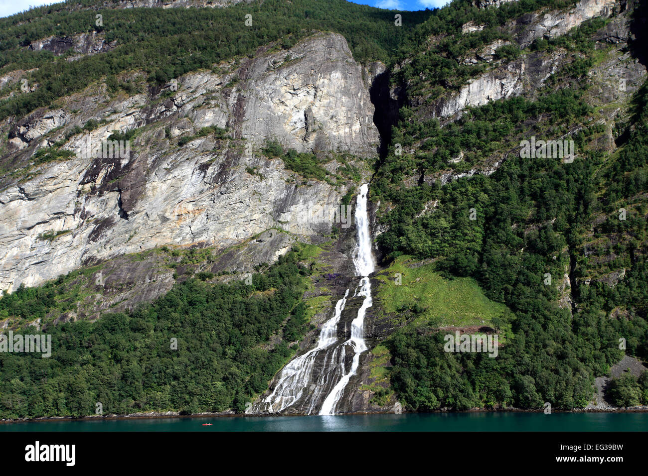 The Suitor waterfall in Geirangerfjord, UNESCO World Heritage Site, UNESCO, Sunnmøre region, Møre og Romsdal county, Western Nor Stock Photo