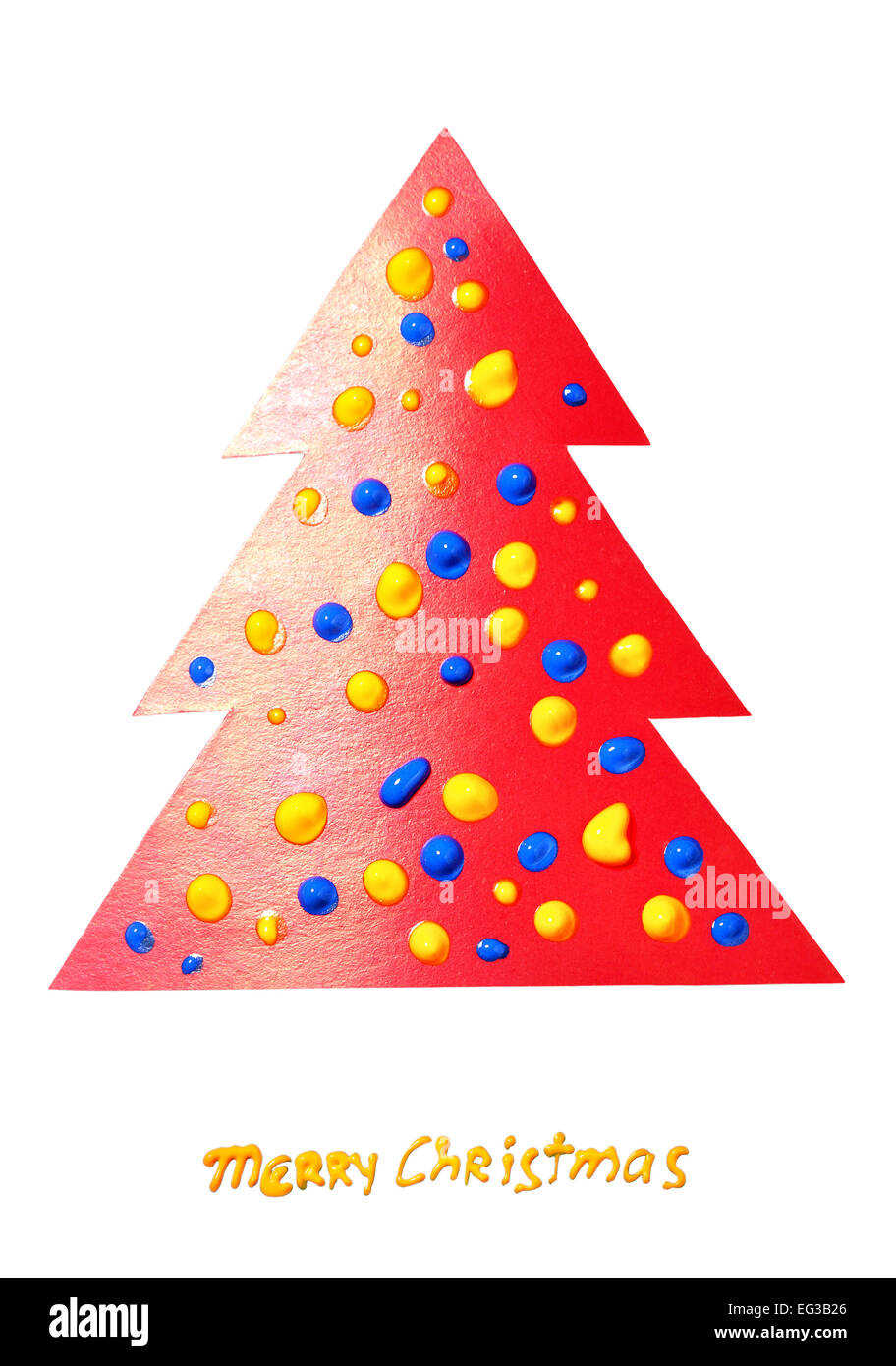 Red paper Christmas tree isolated over the white background Stock Photo ...