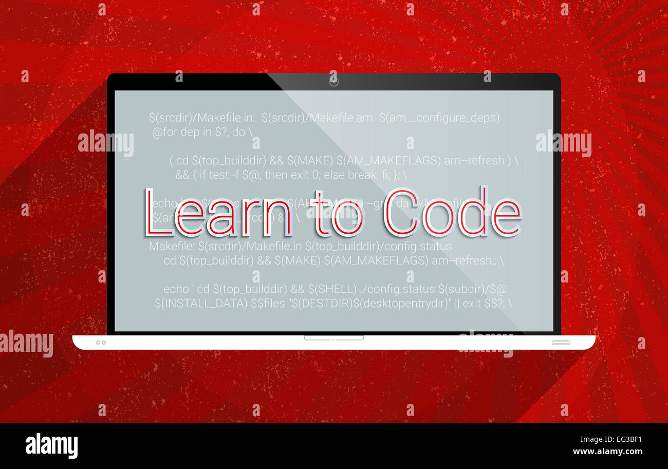 Concept for learn to code, e-learning and computer programming. Stock Photo