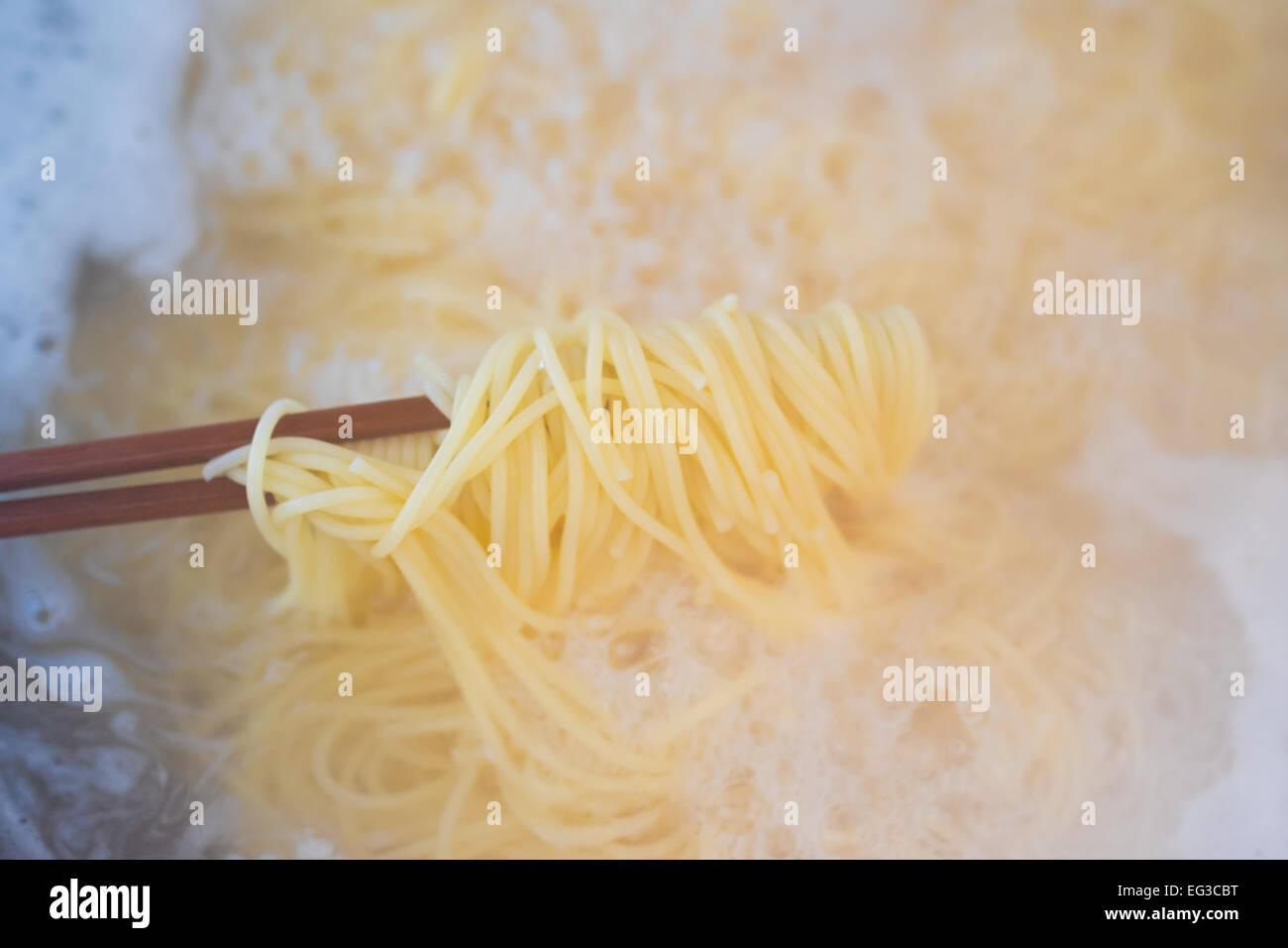 spaghetti boiling Stock Photo