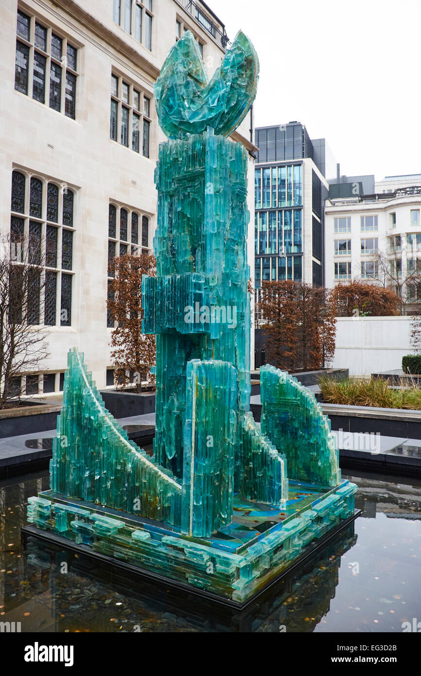 The Glass Fountain Designed By Allen David Next To The Chartered Insurance Institute Building Aldermanbury City Of London UK Stock Photo
