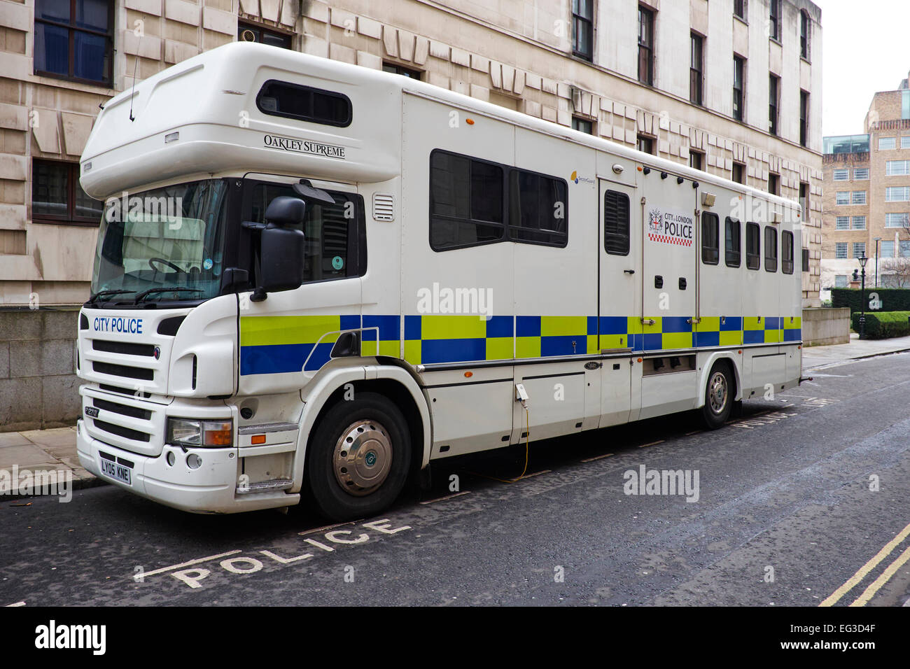 City Of London Police Horse Van Or Horsebox Love Lane City Of London UK Stock Photo