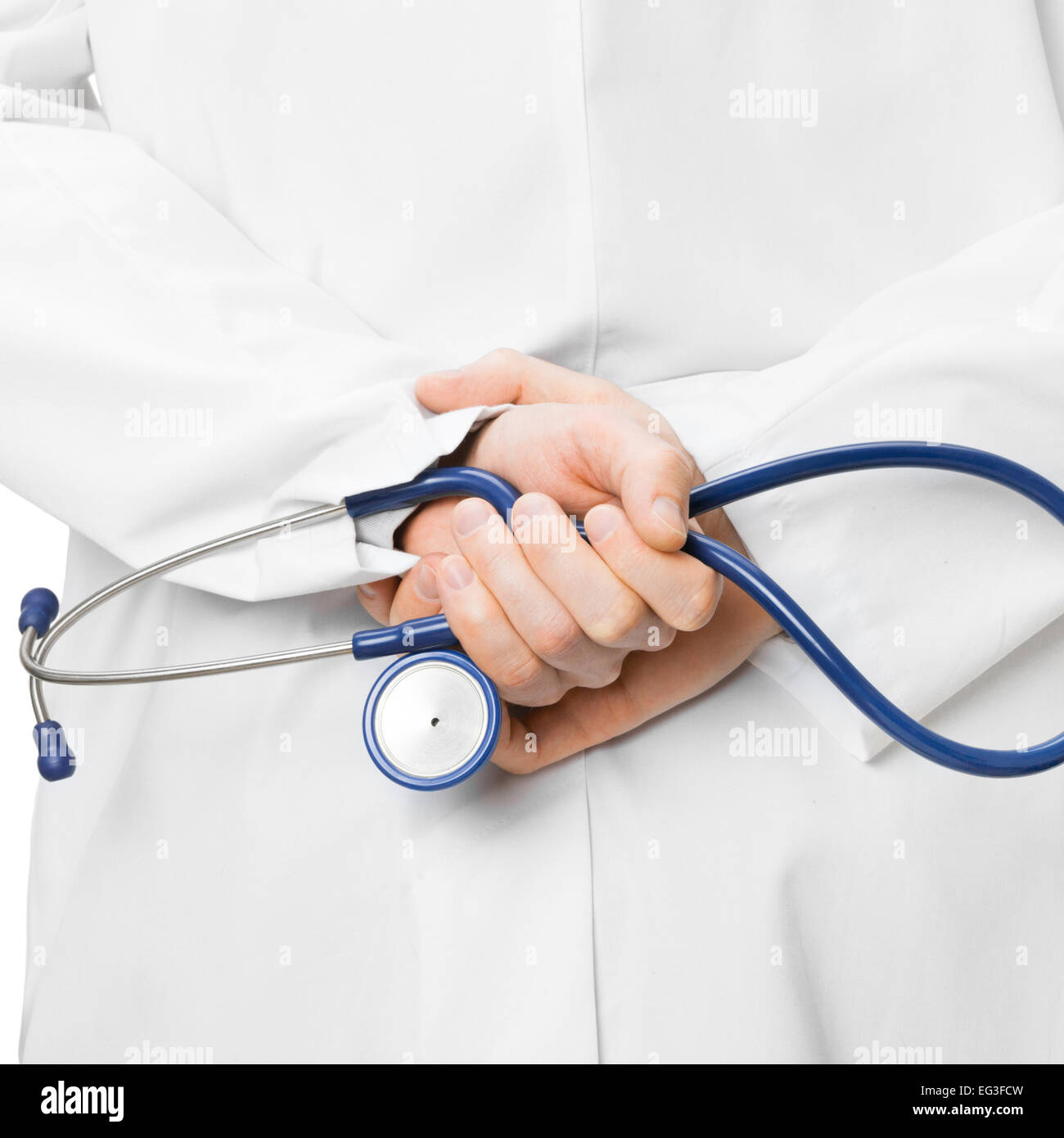 Medical Doctor With A Stethoscope And Hands Behind His Back Stock Photo