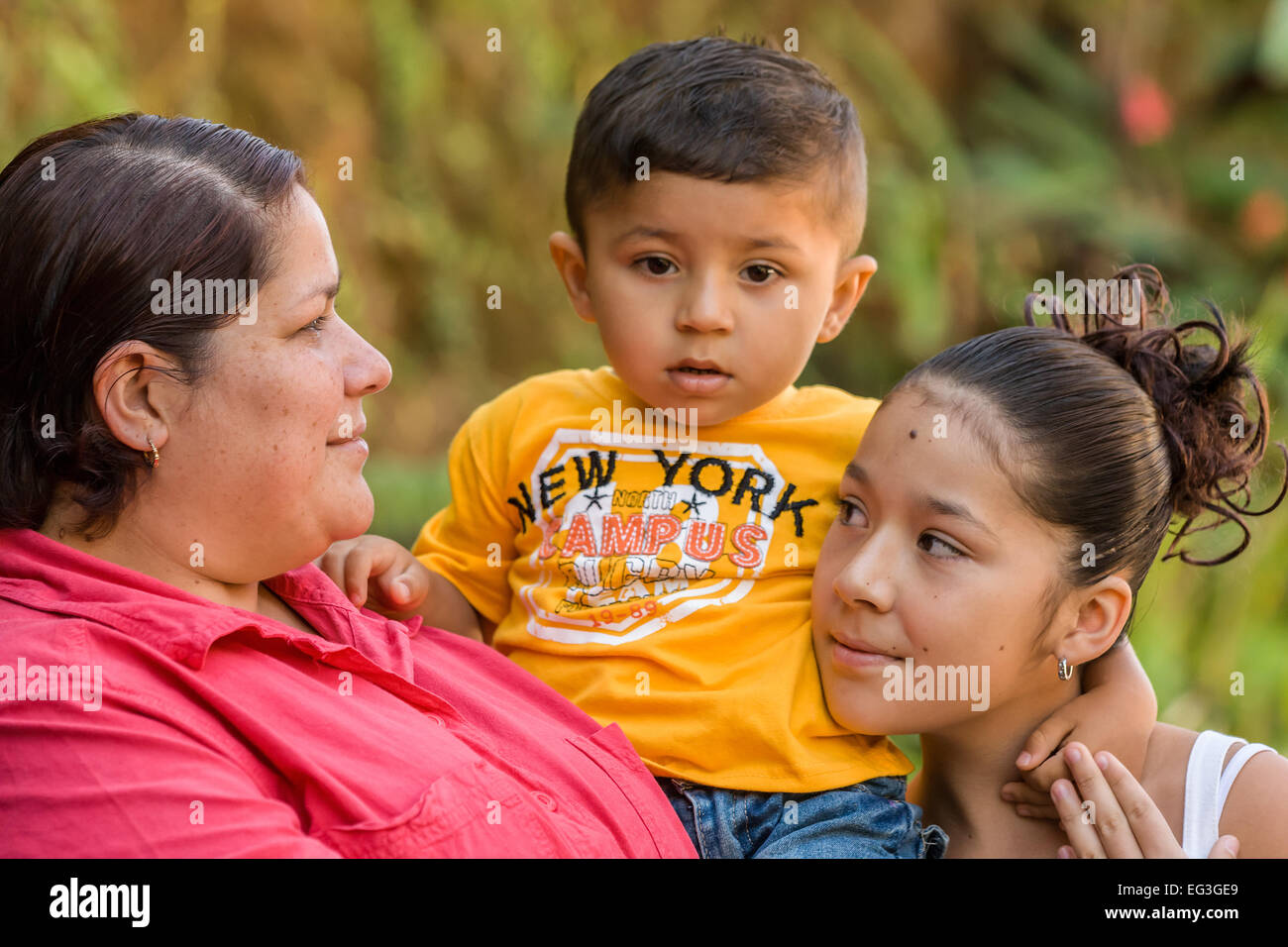 Loving Latino family in La Garita, Costa Rica Stock Photo