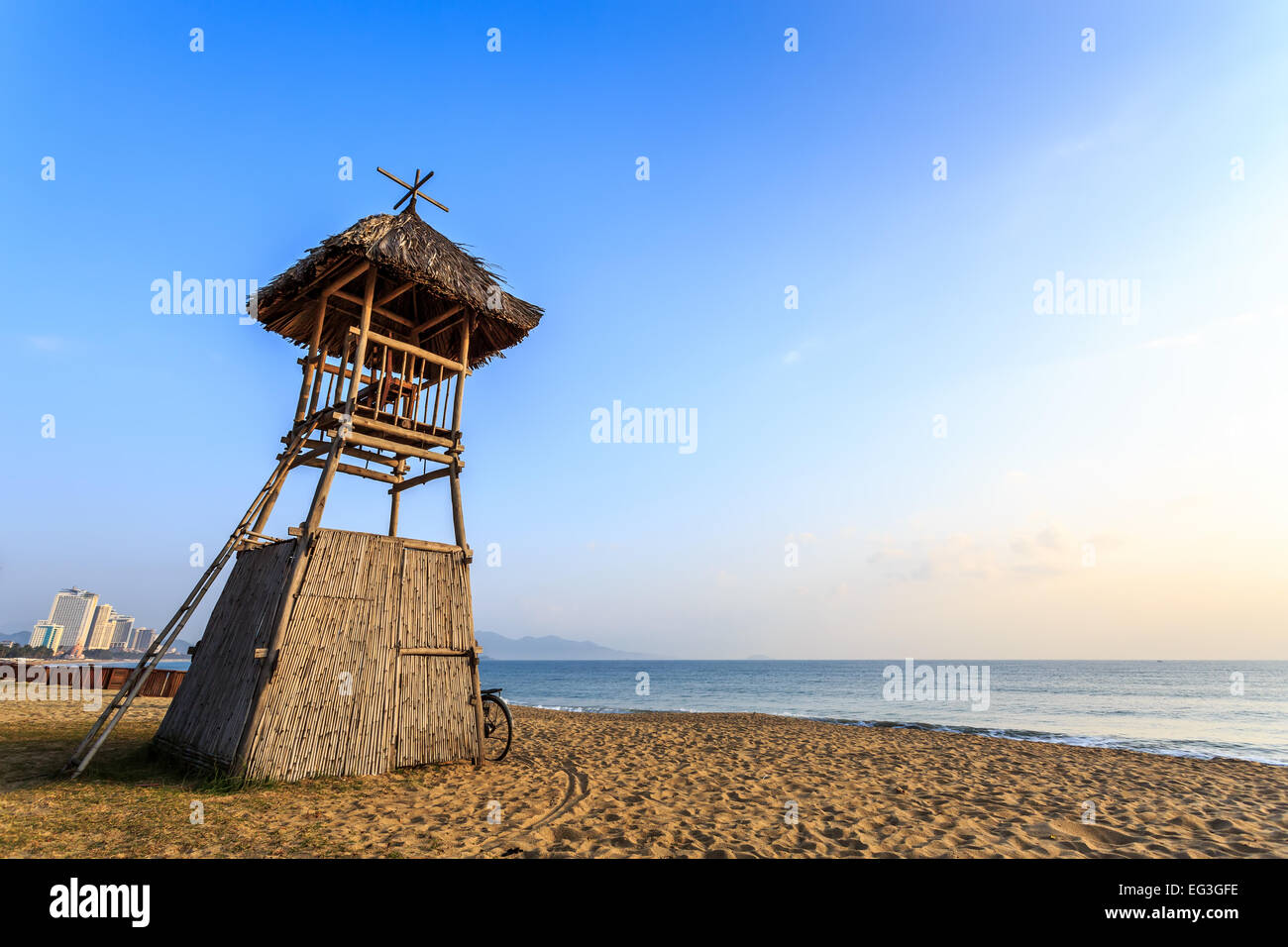 Nha Trang City Beach, Vietnam. Early Morning Stock Photo