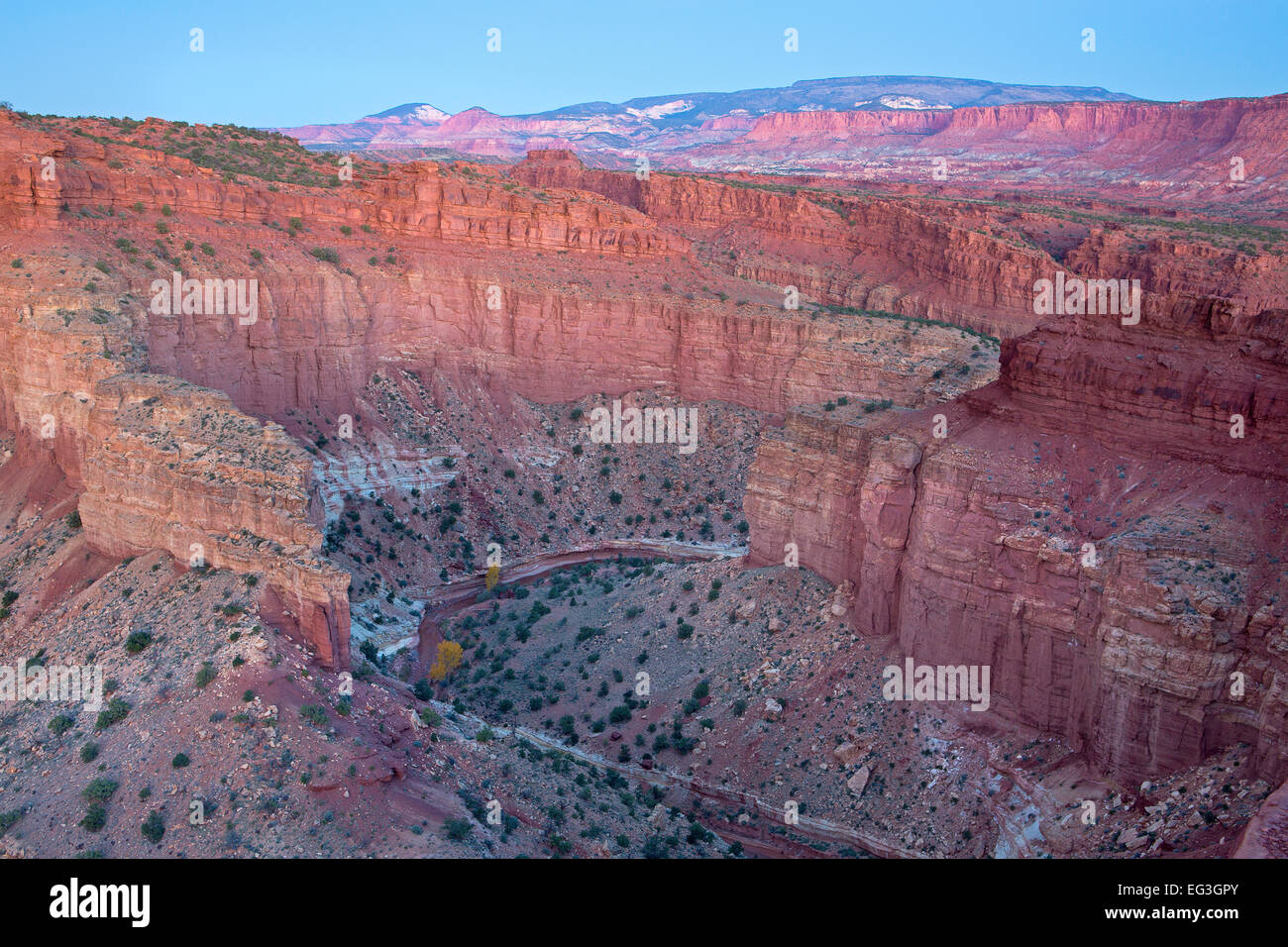The Fremont River winds through the Goosenecks in Capitol Reef National Park, Utah. USA. fall Stock Photo