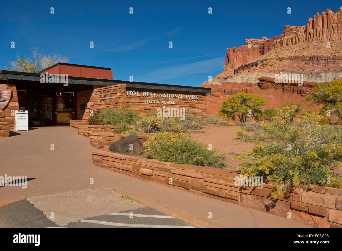 The Capitol Reef Visitor Center in Capitol Reef National Park. Utah, USA. fall Stock Photo