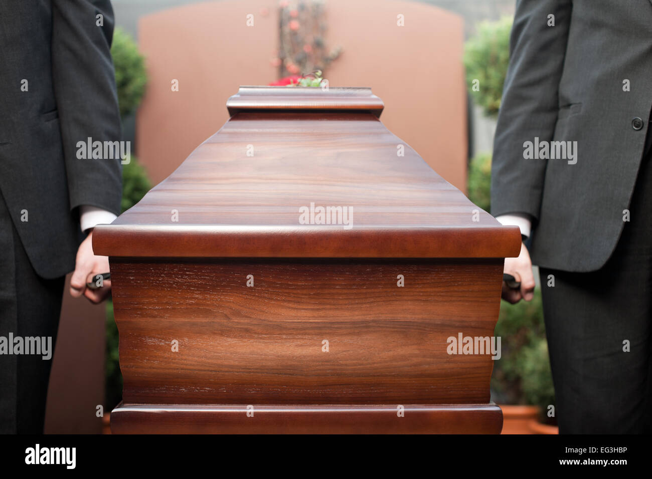 Religion, death and dolor  - funeral and cemetery; funeral with coffin Stock Photo