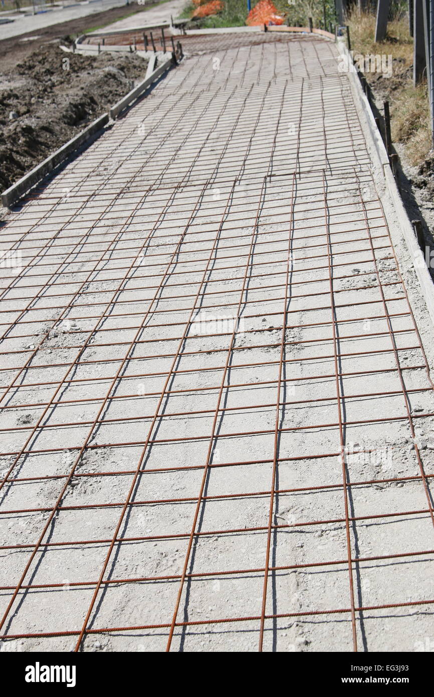 Steel frames for reinforced concrete pouring to making new walking path