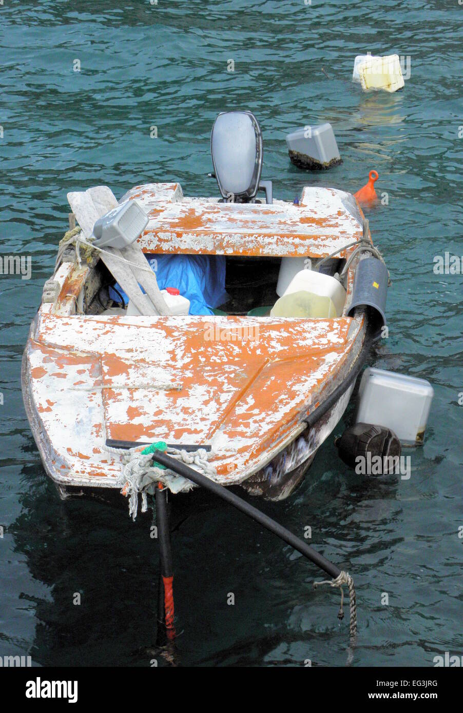 Old ruined vessel, autumn in the Kalic bay near Senj, Croatia Stock Photo