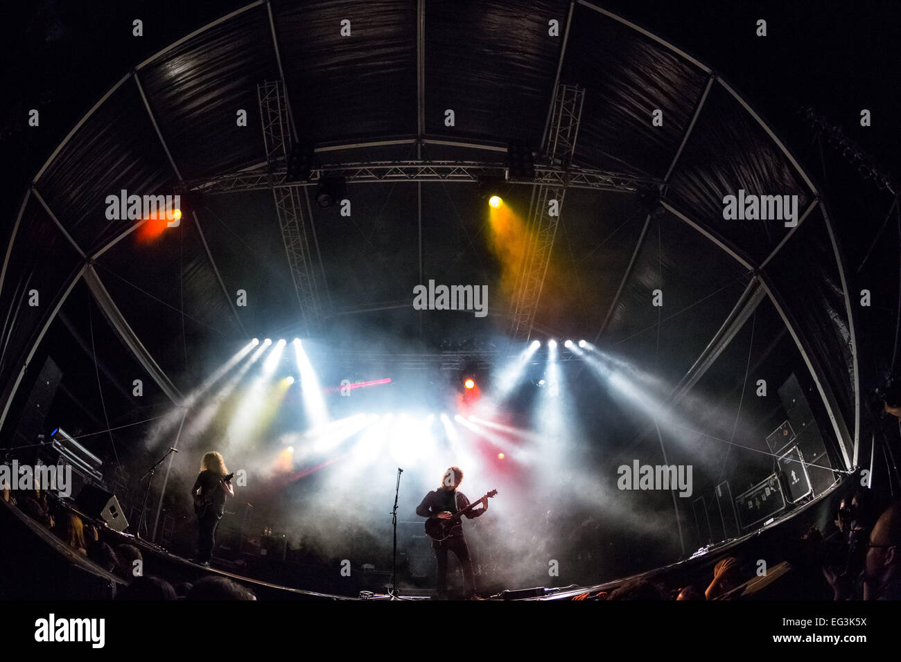 Opeth performing live - 2014  Festival Vagos Open Air - Day 2  Featuring: Mikael Akerfeldt,Fredrik Akesson Where: Vagos, Portugal When: 09 Aug 2014 Stock Photo
