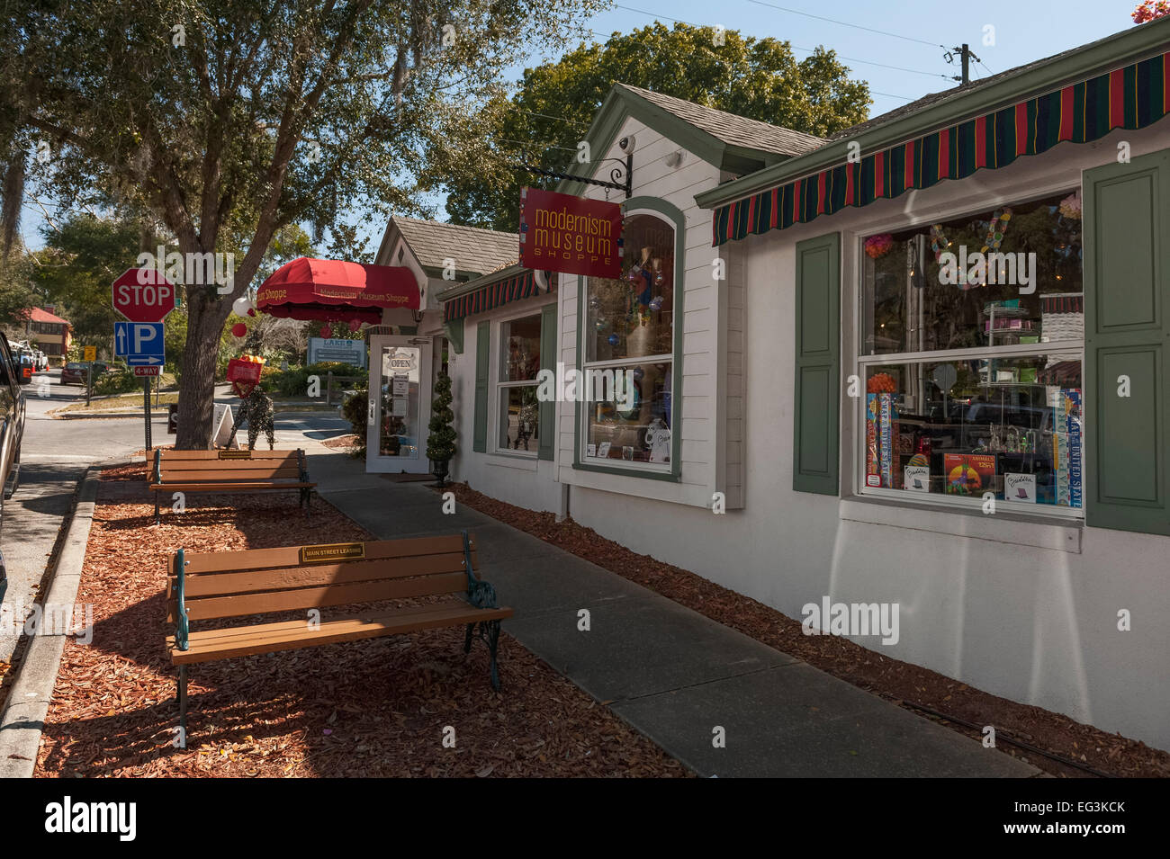 A view of the city Streets of the historical town of Mount Dora, Florida USA Stock Photo