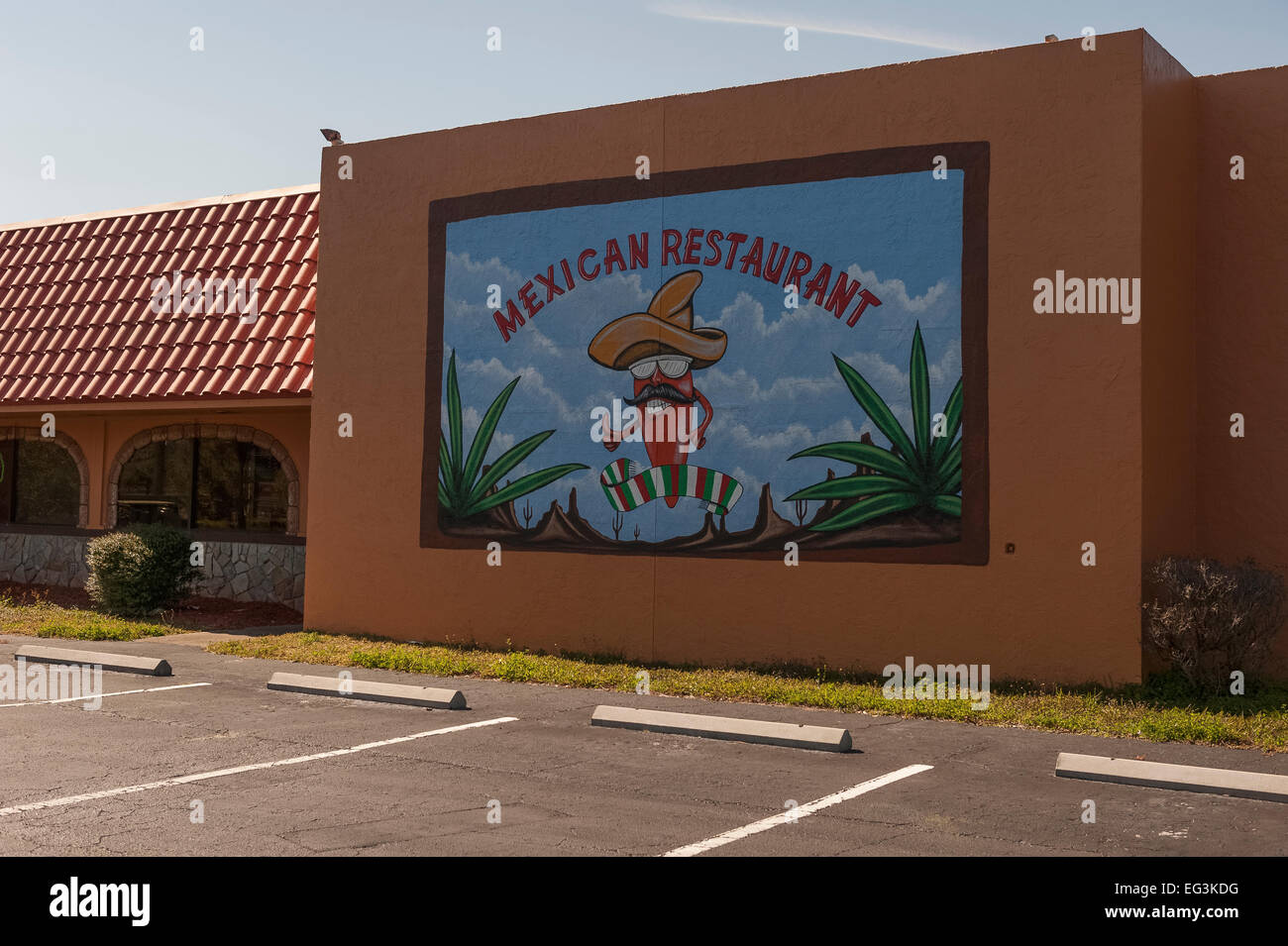 Mexican Restaurant Wall Art at a establishment in Leesburg, Florida USA Stock Photo