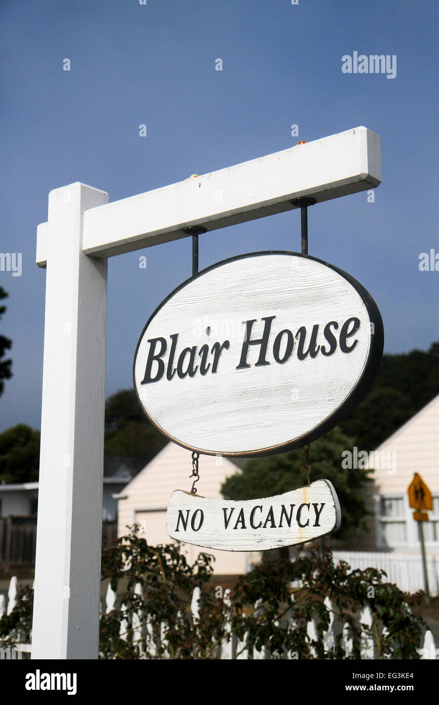 Sign for the Blair House Inn, Mendocino, California. The house was Jessica Fletcher's home in the TV series 'Murder She Wrote' Stock Photo