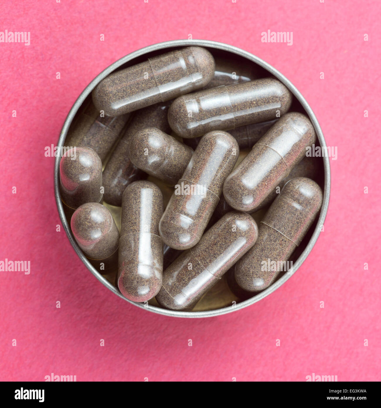 Elderberry capsules (Sambucus nigra) Stock Photo