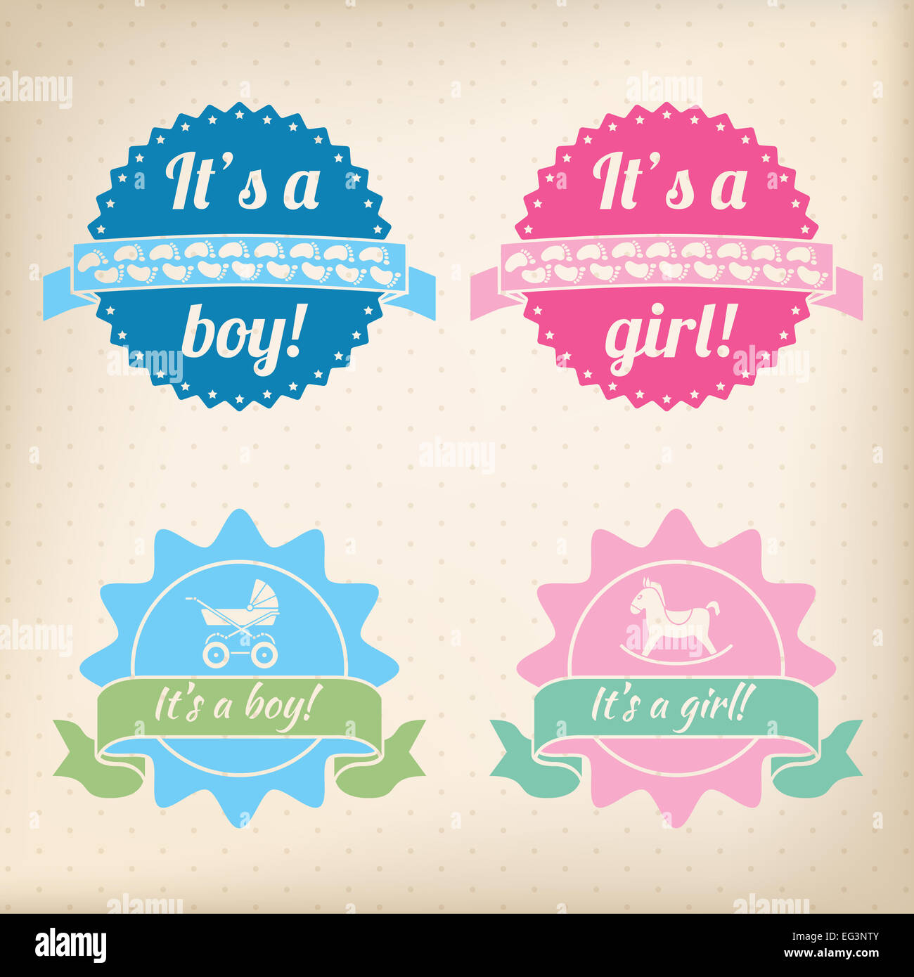 Newborn baby badges for girls and boys Stock Photo Alamy
