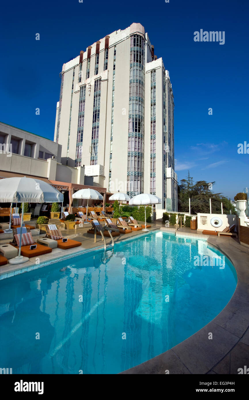 Poolside at the Sunset Tower Hotel, Sunset Strip in Los Angeles, CA Stock Photo