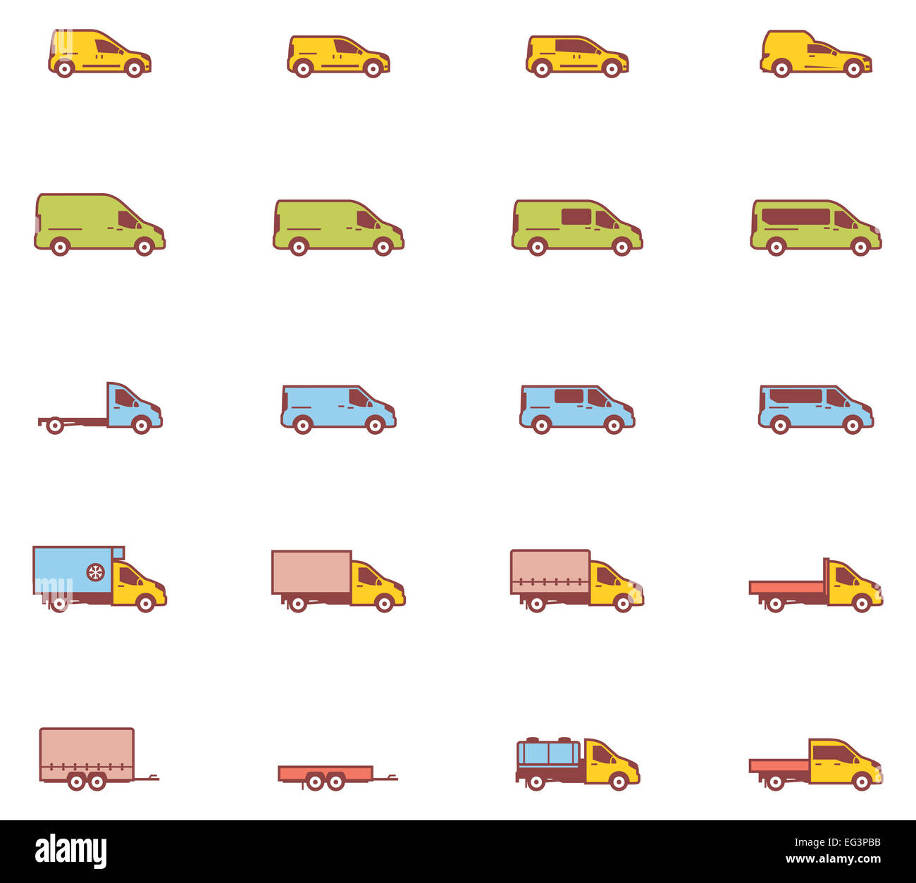 Vector commercial transport icons Stock Photo