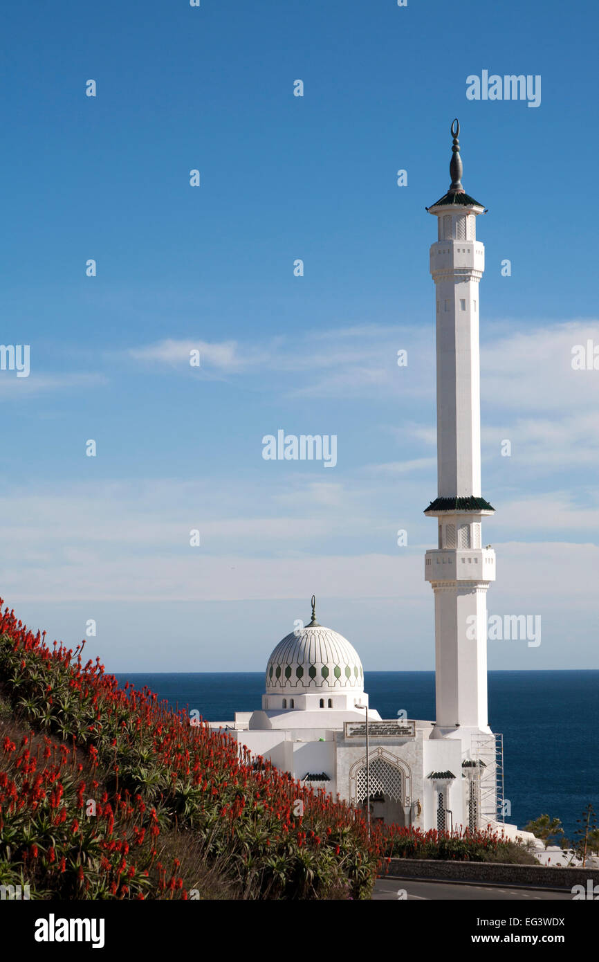 Mosque of the Custodian of the Two Holy Mosques, Europa Point, Gibraltar, British overseas territory in southern Europe Stock Photo