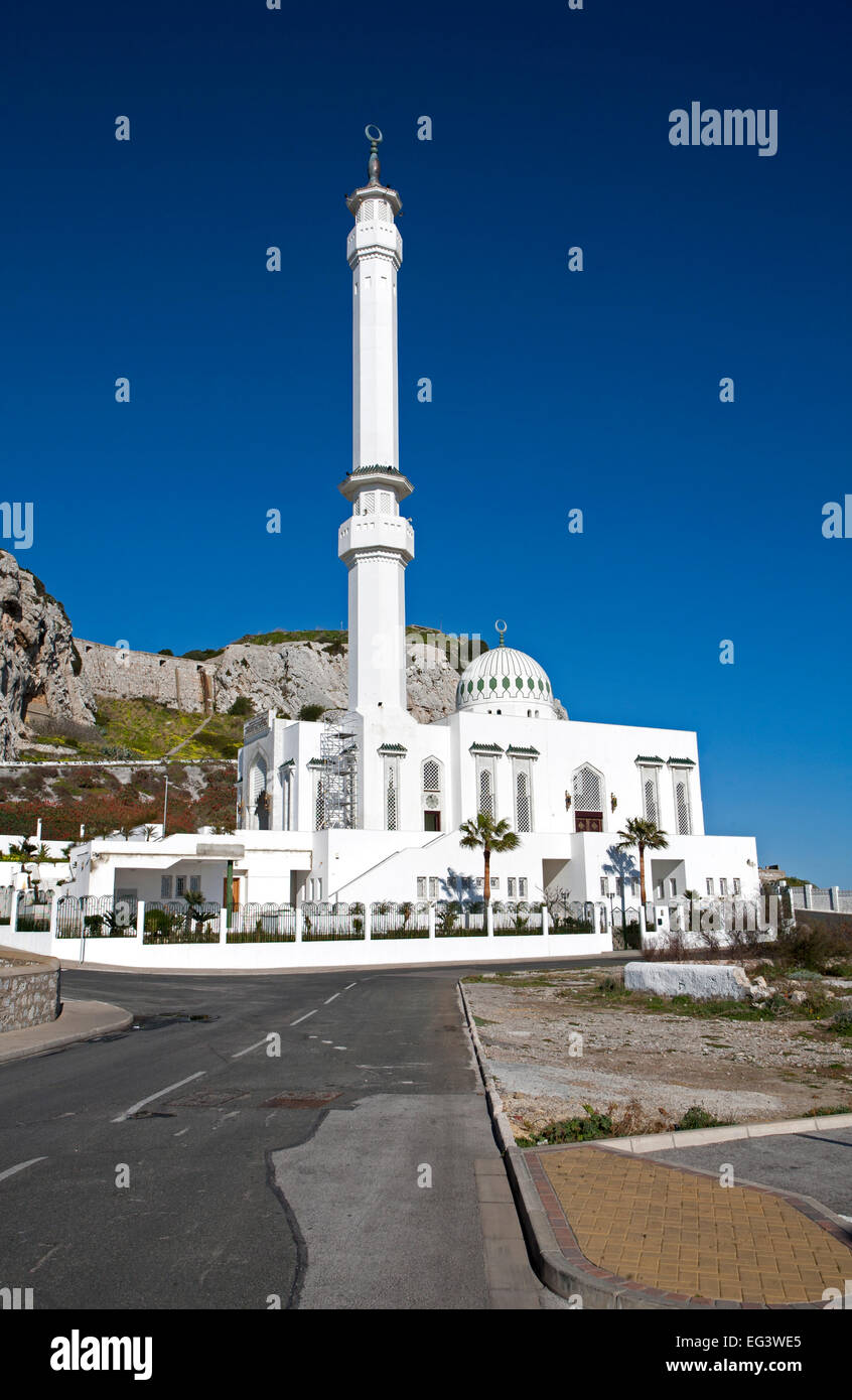 Mosque of the Custodian of the Two Holy Mosques, Europa Point, Gibraltar, British overseas territory in southern Europe Stock Photo