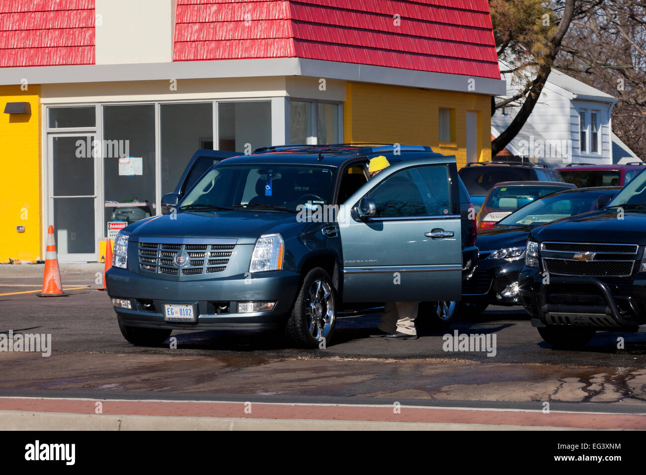 Car being dried at full service car wash - USA Stock Photo