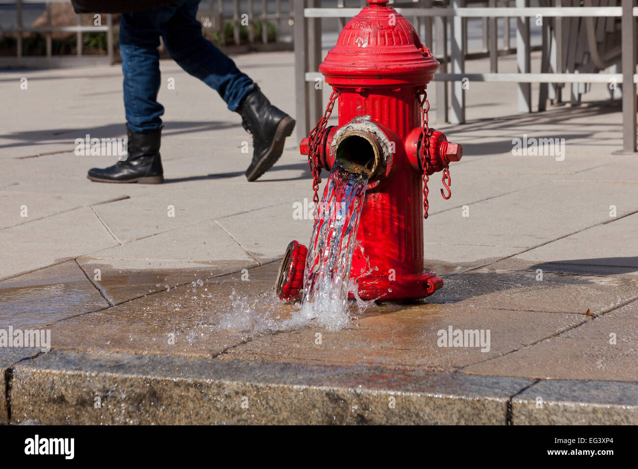 Open fire hydrant USA Stock Photo Alamy