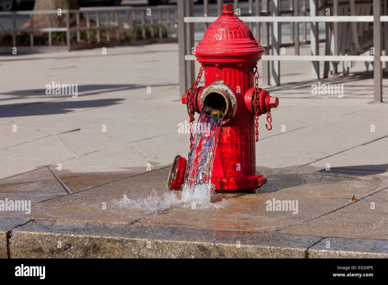 Open fire hydrant - USA Stock Photo