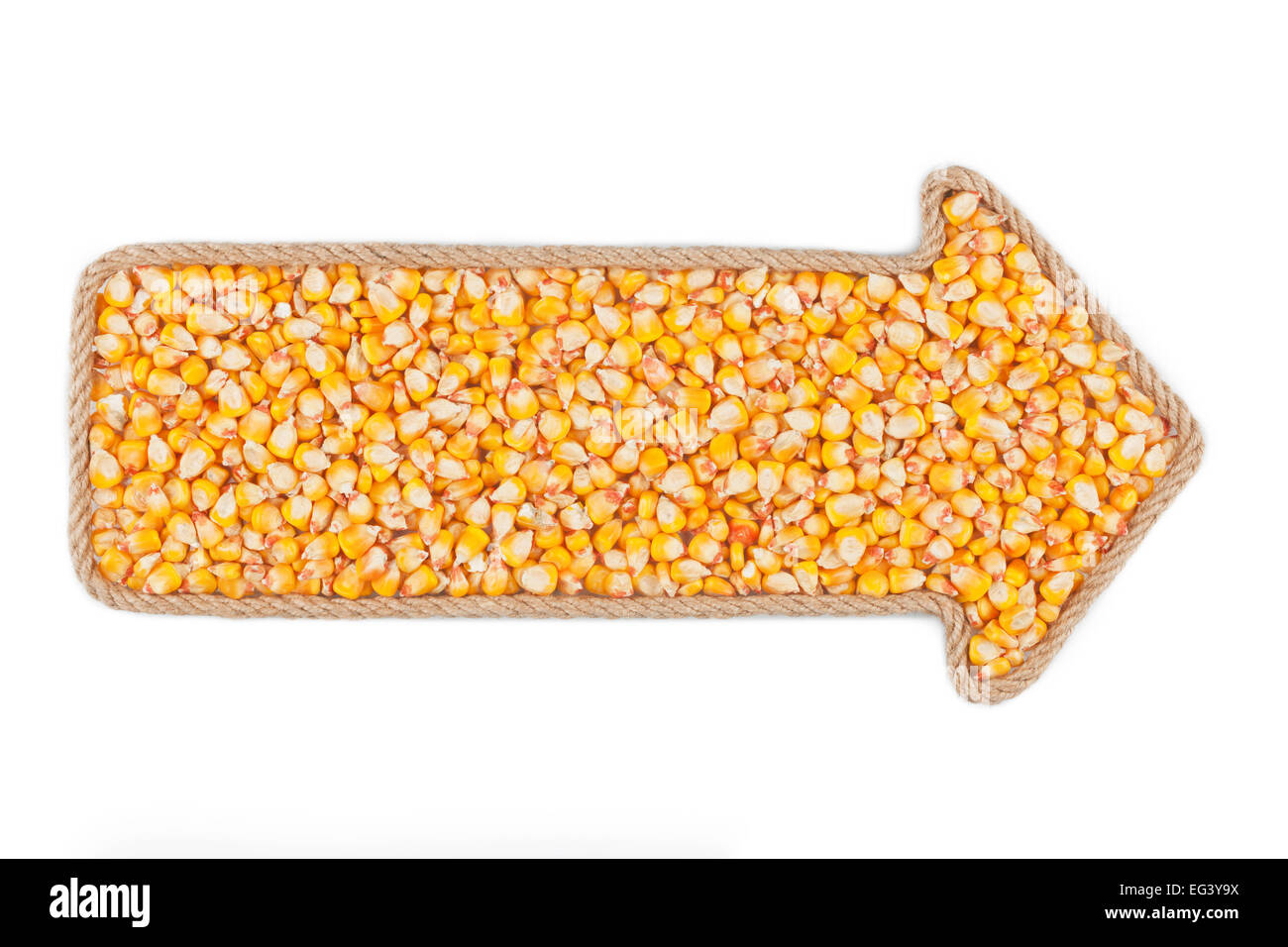 Arrow made of rope with corn, on a white background Stock Photo - Alamy