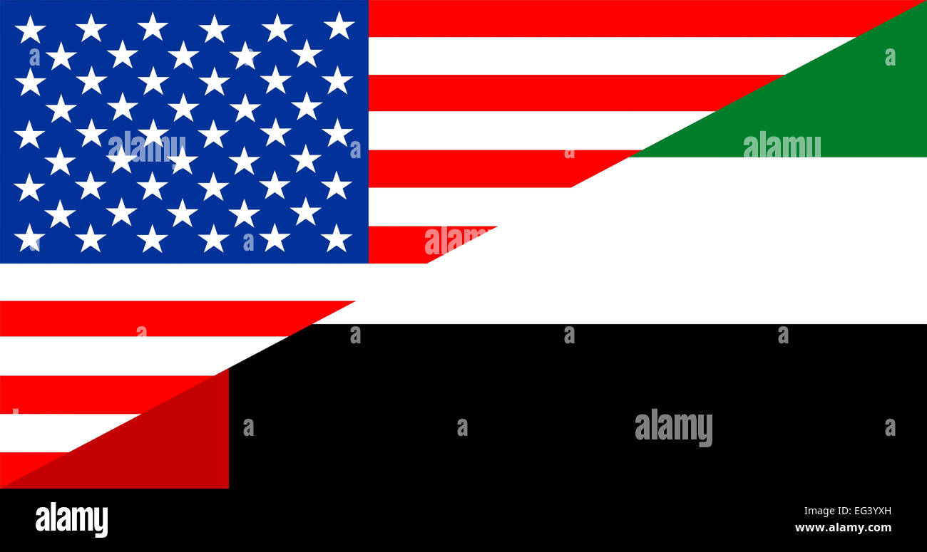 united states of america and arab emirates half country flag Stock Photo