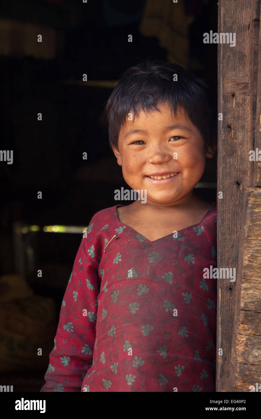 Smiling Nepali Kid Stock Photo