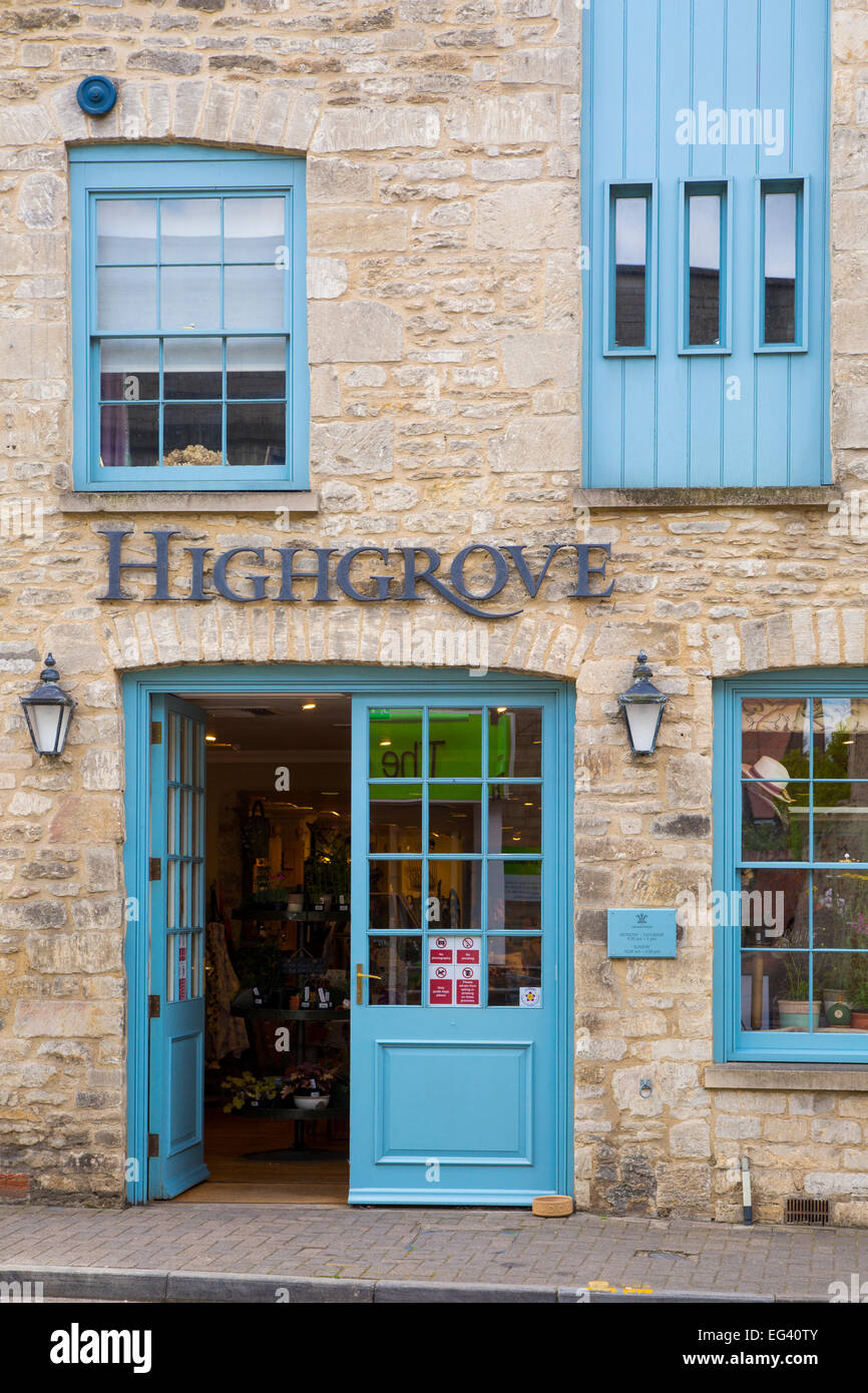 Front door of Prince Charles's Highgrove store in the Cotswold town of Tetbury, Gloucestershire, England, UK Stock Photo