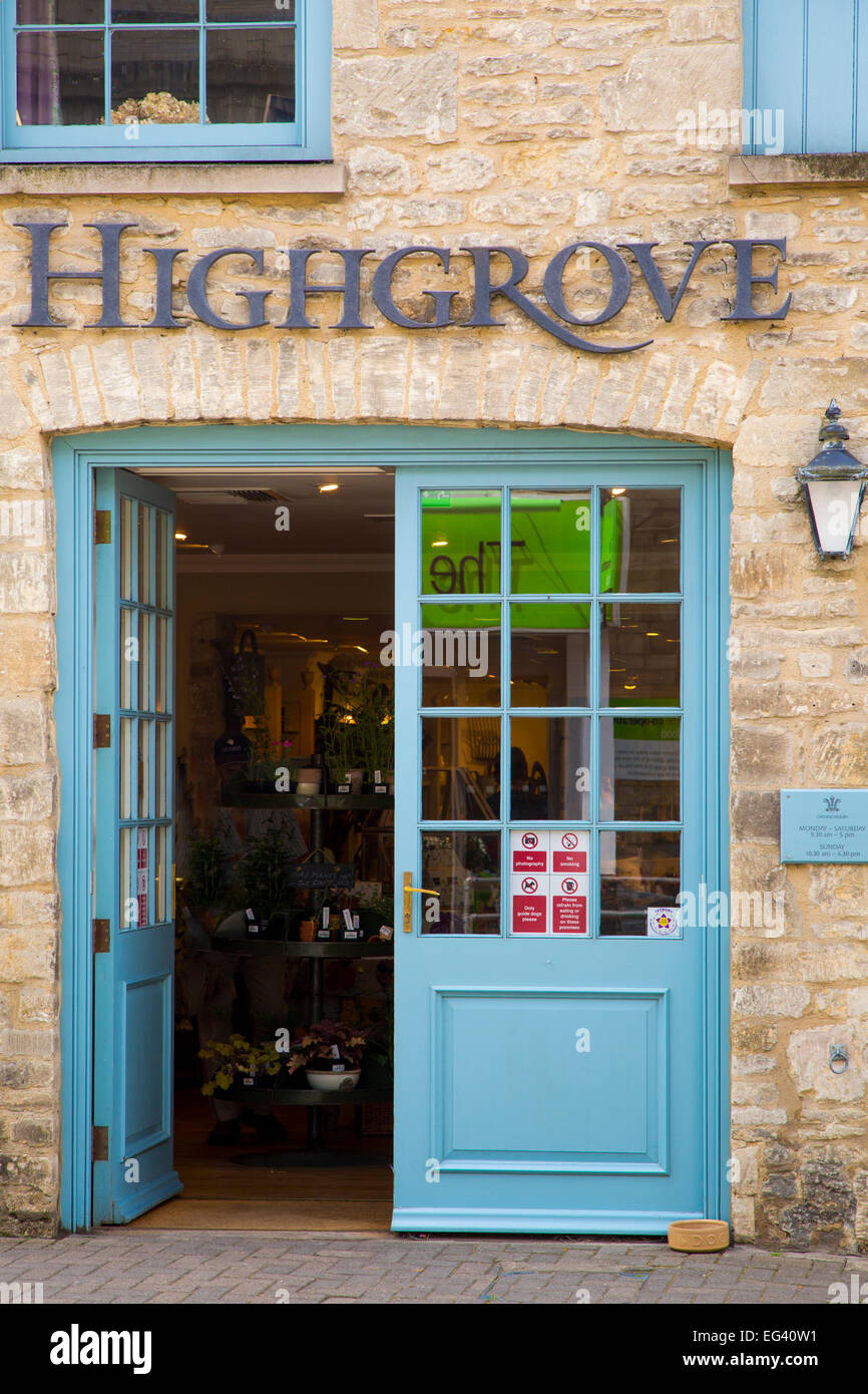 Front door of Prince Charles's Highgrove store in the Cotswold town of Tetbury, Gloucestershire, England, UK Stock Photo