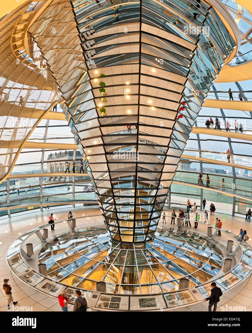 BERLIN, GERMANY - JUNE 08, 2013: people visit the Reichstag dome in Berlin, Germany. It is a glass dome constructed on top of re Stock Photo