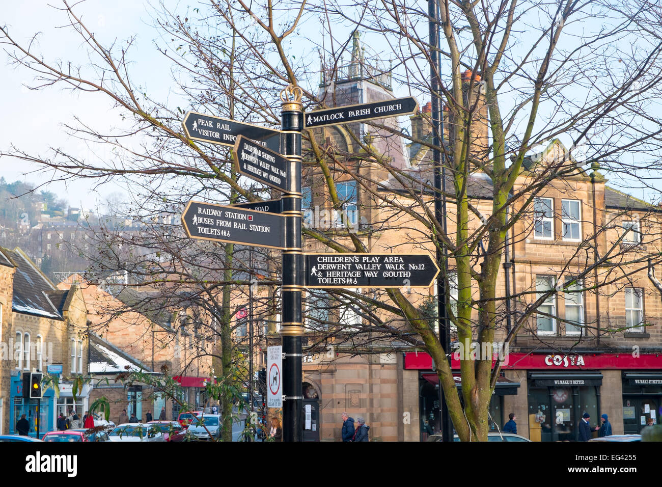 Matlock town centre in Derbyshire on a winters day,England Stock Photo