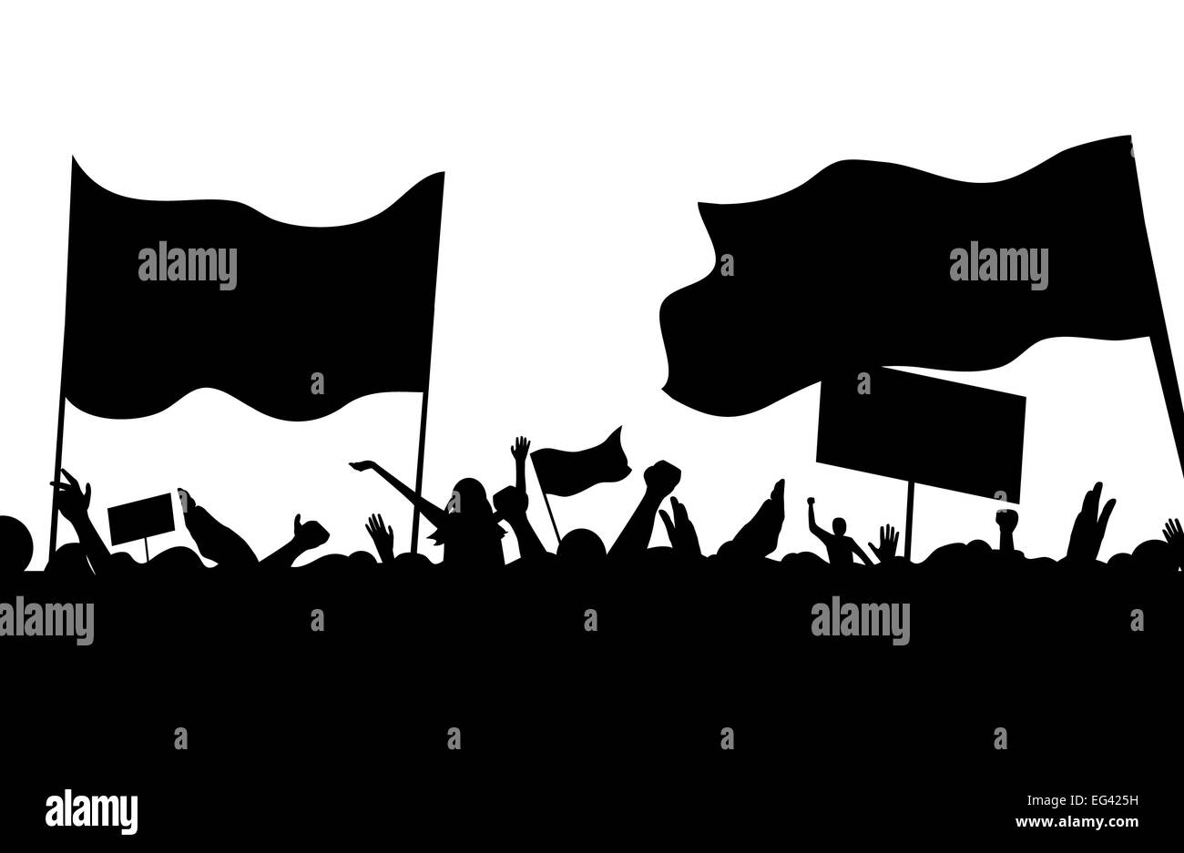 protesters riots workers on strike illustration Stock Photo