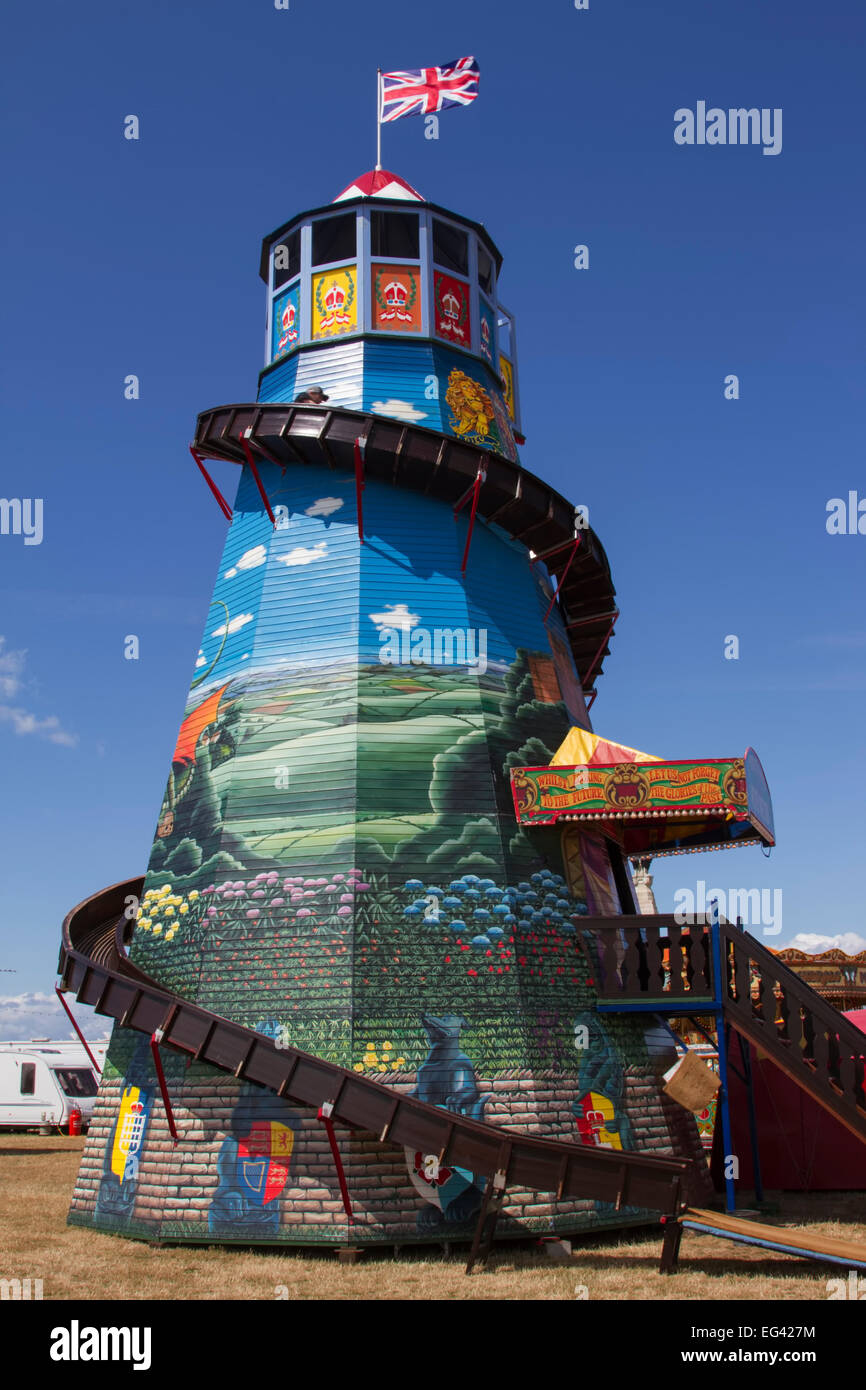 A colourful Helter Skelter on Southsea Seafront, Hampshire, England, UK. Stock Photo